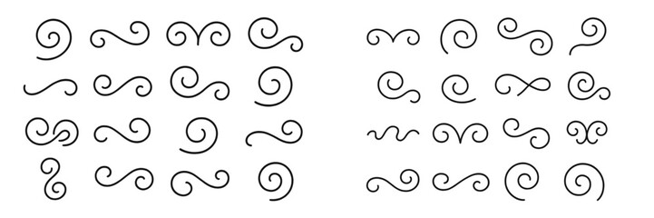 Decorative swirls and curls design set for various creative projects and artworks in black and white