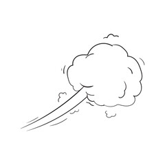 Cartoon Wind Cloud Vector – Comic Style Gust of Air or Blast Effect