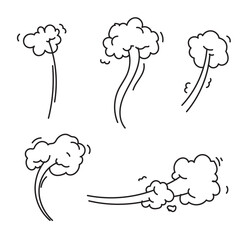 Cartoon Wind Cloud Vector – Comic Style Gust of Air or Blast Effect