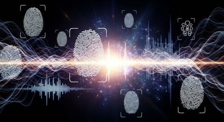 Abstract Fingerprint Biometric Security Data Waveform Background