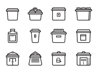 Minimalist Storage Bin Icons