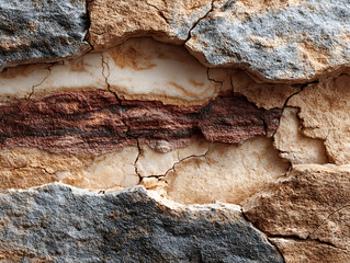 Cracked stone texture with layered earth tones and natural patterns