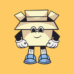 Box character, colorful retro illustration vector