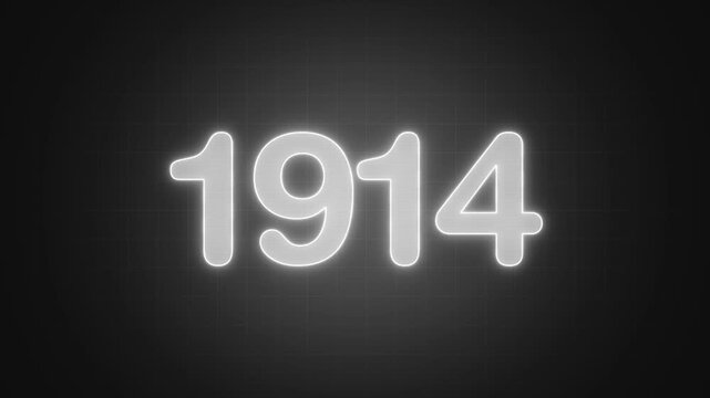 1914 neon line text animation. Glowing 1914 number text animation background. abstract year animation. 1914 text with screen effects of technological failures. Concept of counting years

