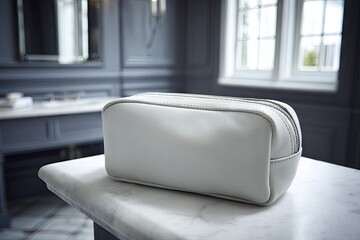 Luxury Cosmetic Bag on Marble Surface