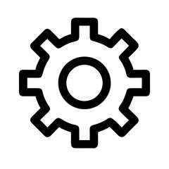 Black settings icon. Cogwheel symbol. Gear wheel vector linear icon for use in any purpose.