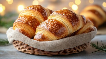 Croissants in Wicker Basket