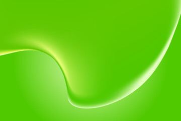 Abstract fresh green liquid blob, flowing gel droplet, clear bubble background with copy space. Fluid organic form, smooth sticky slime. Beauty serum water texture for product presentation