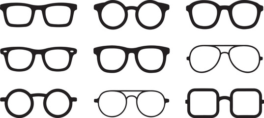 Glasses icon concept. Glasses icon set. Vector graphics isolated on white background