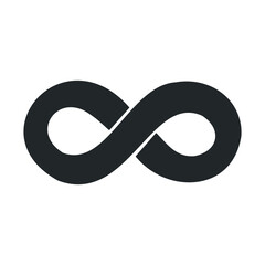 Black infinity symbol on white background