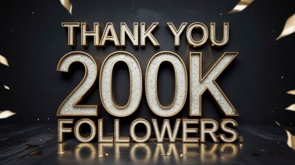 Thank You 200K Followers - Milestone Celebration Gold and White 3D Render