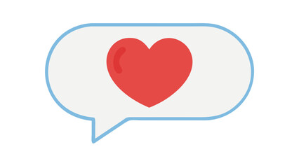 Red heart inside blue chat bubble illustration
