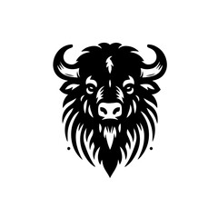 Fierce Bison Head Silhouette Logo Design.
