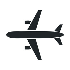 Obraz premium Minimalist black airplane icon on white background