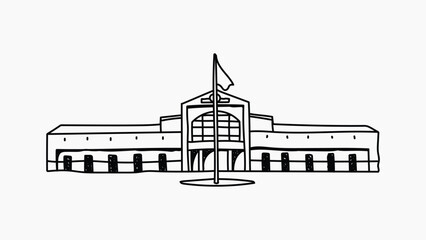School building hand drawn illustration vector