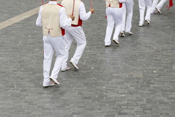 Young men in traditional Basque folk dance costume