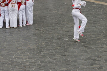 Basque folk dance festival in the street