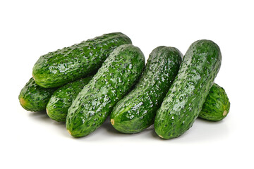 Green Cucumbers Stack, isolated on white background