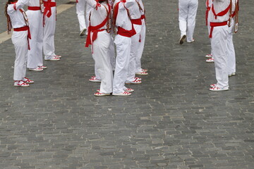 Young men in traditional Basque folk dance costume