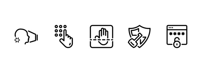 Security and Authentication Methods Icon Set in Outline Style