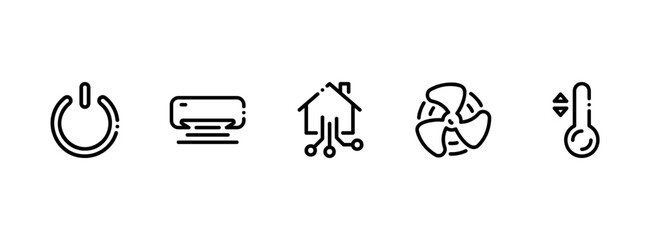 Smart Home Climate Control and Ventilation Outline Icons