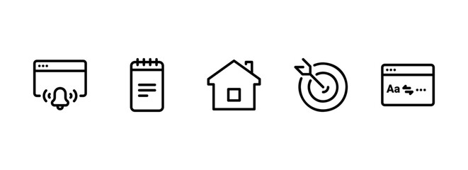Web Application Interface and User Tools Outline Icon Set