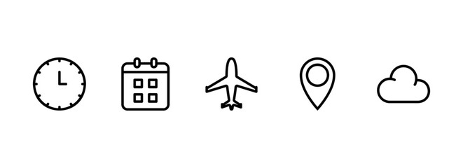 Travel and Planning Outline Icons for Web and Apps