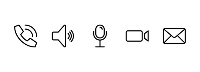 Modern Line Icons for Digital Communication and Media
