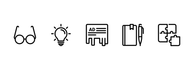 Creative Process and Business Strategy Outline Icon Set