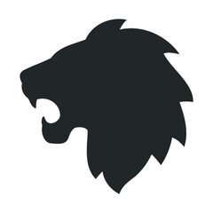 Silhouette of a lion head with mane roaring