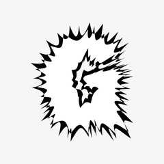 G letter, white abstract English alphabet vector