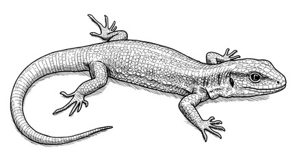 Fototapeta premium Engraving lizard, black and white sketch, vintage vector illustration, retro style for label design packaging, restaurant menu and branding.
