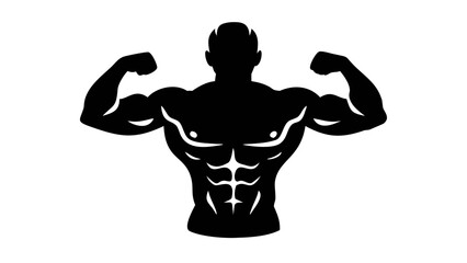 Strength and Silhouette: a powerful silhouette of a muscular figure with strong physique showcasing a testament to physical fitness.