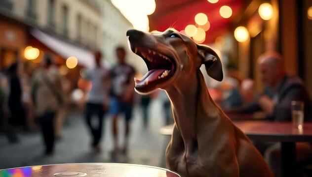 Italian greyhound laughing with happy yips