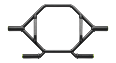 Hexagonal trap bar with dual handle heights for deadlifts