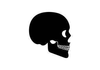 Minimalist Black Skull Side Profile Silhouette, Best-Selling Graphic Element for Halloween, Art, and Tattoo Designs