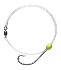 Pre-rigged fluorocarbon leader with hook and bead for surf casting