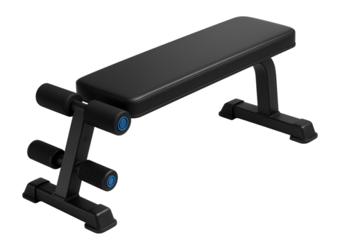 Flat sit-up bench with non-slip foot grips and vinyl upholstery for core workouts