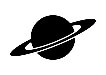 Black Saturn Planet Icon for Astronomy and Cosmic Graphic Design Assets