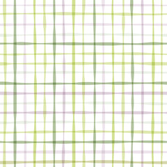 Gingham seamless pattern. Watercolor pastel plaid print, vector checkered textile texture