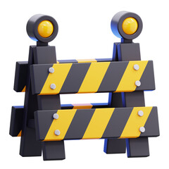 3D Illustration, character, icon Construction Barrier