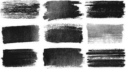 Hand-Drawn Grunge Square Brush Set Grunge Watercolor Square Brushes – Black Ink Textures & Artistic Smudges Paint Vector Smears and Overlays transparent background