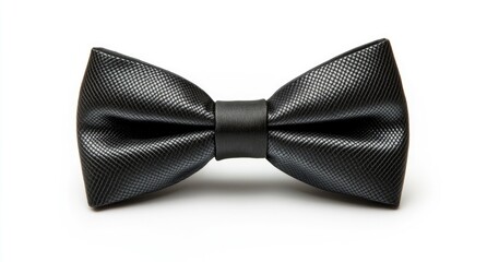 A black bow tie, textured and formal