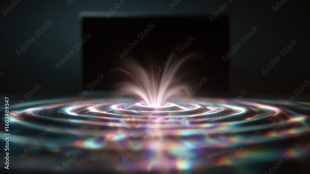Poster dynamic sound waves emanating from smart screen for innovative audio visualizations