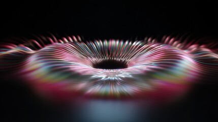 Abstract visualization of colorful sound waves on smart screen for audio content design