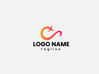 Tour company logo with infinity symbol. Infinity travel logo design with a plane and gradient color. Infinity symbol vector in an isolated background. Travel company logo design template vector.