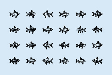 GloFish Danio, aquarium fish vector illustration