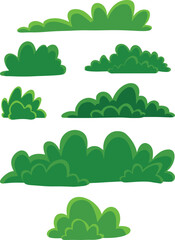 set of Green bushes. Hand drawn bush vector. set of garden plant element. for decoration children nursery, kindergarten, childcare, poster, children coloring book