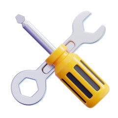 3D Illustration of Wrench and Screwdriver Tool