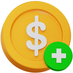 Add Dollar Coin 3D Icon – Minimalist Style